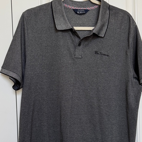 Ben Sherman Black and White Polo with Red Accents - Picture 1 of 3
